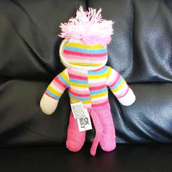 Official 11" Pink Sock Monkey Plush - Picture 2 of 4
